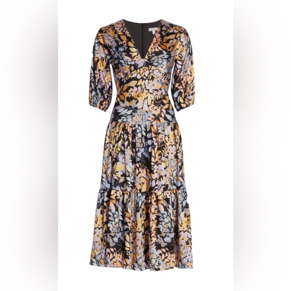 Monique Lhuillier | Floral Print Midi Dress Sz 8 - Picture 3 of 8